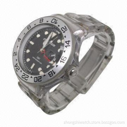 White Color Plastic Wristwatch, with Date, Plastic Case and Band Japan Seiko Movement